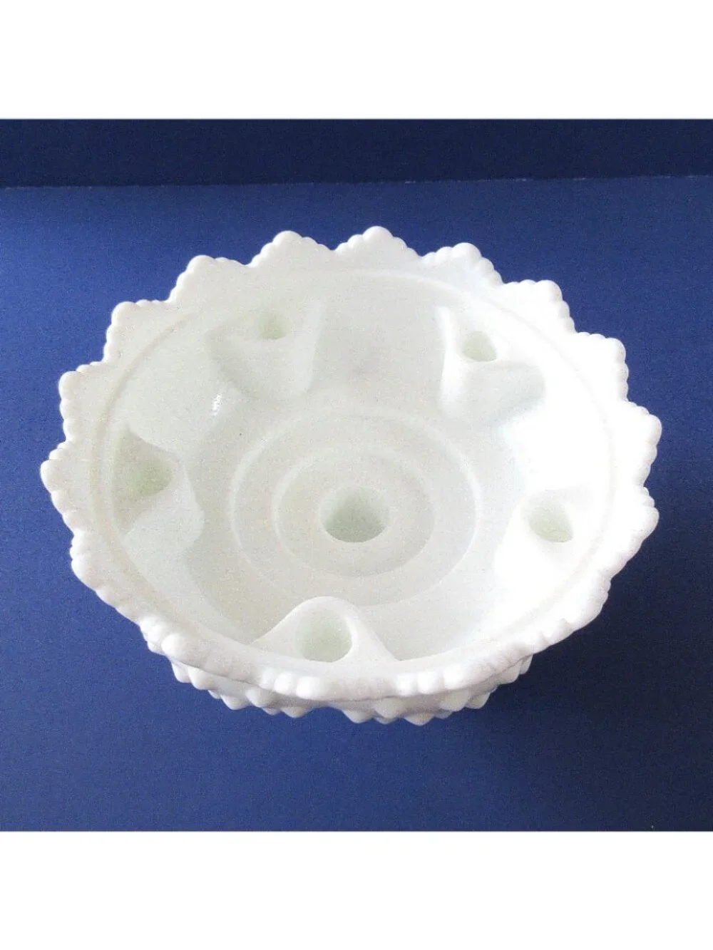 Vtg Fenton Art Glass Hobnail Milk Glass Candle Bowl Farmhouse Cottagecore